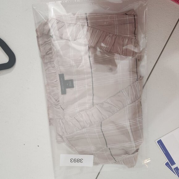 Ann Taylor Blouse XL Sleeveless Pink Plaid Ruffle Trim - Picture 10 of 10